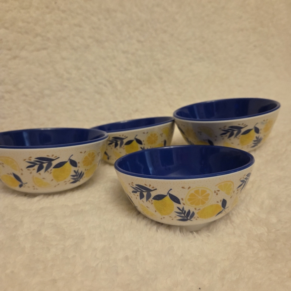 C&C California Blue and Yellow Lemon Bowls (×4)
